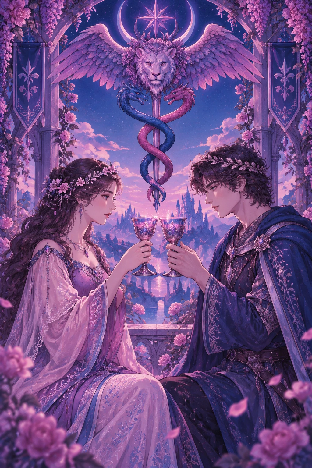 Two of Cups — original Sonam Zangmo Tarot illustration