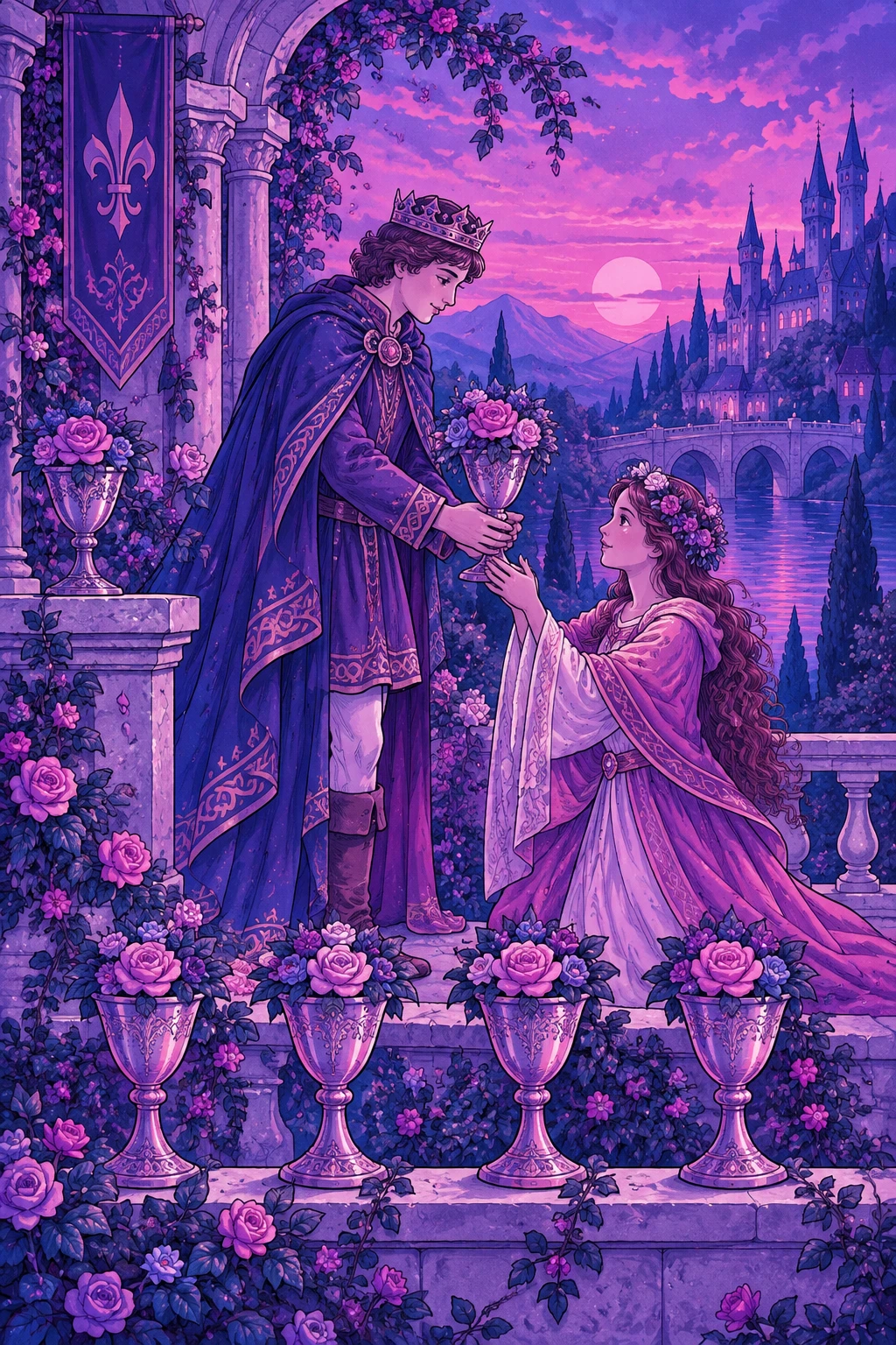 Six of Cups — original Sonam Zangmo Tarot illustration
