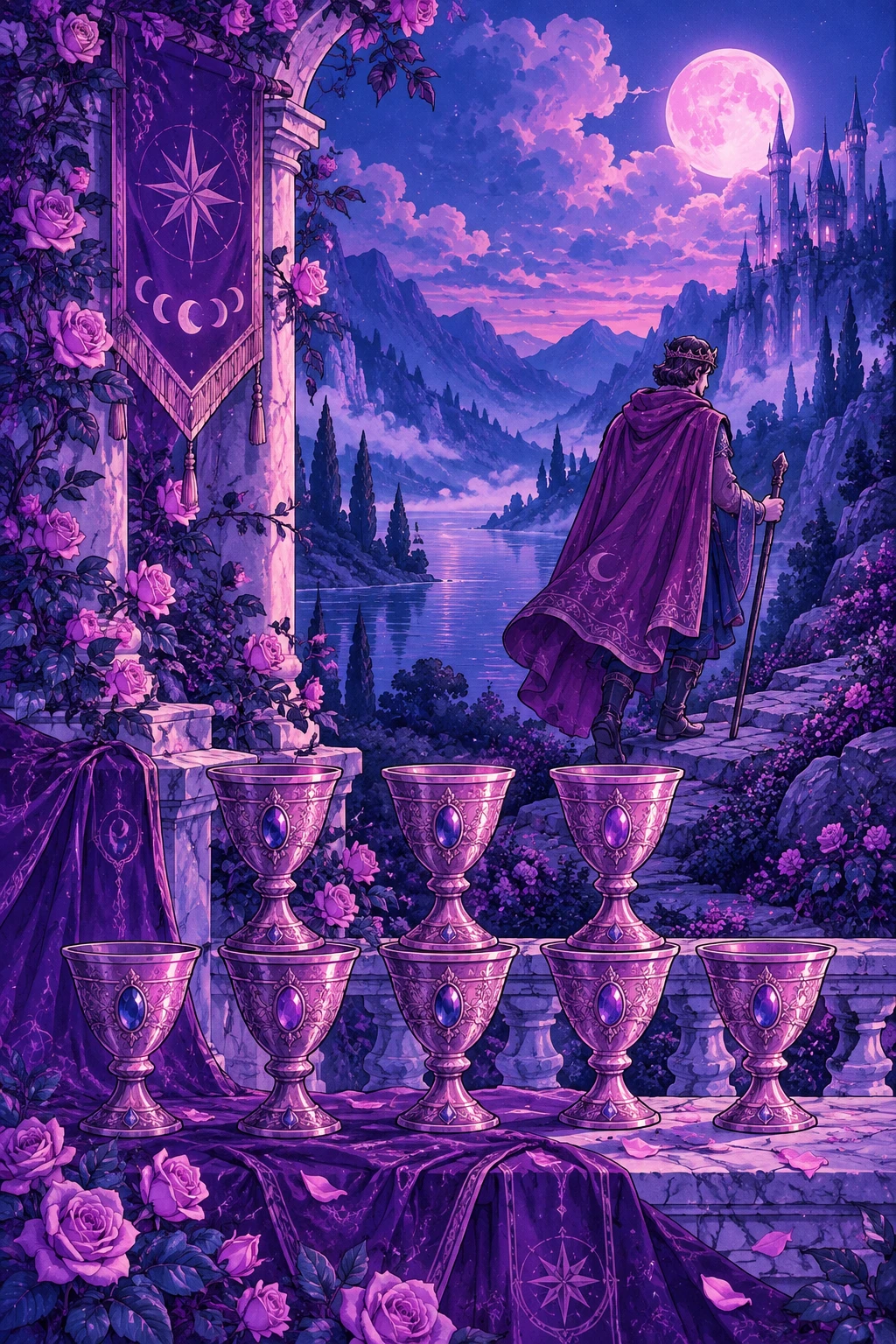 Eight of Cups — original Sonam Zangmo Tarot illustration