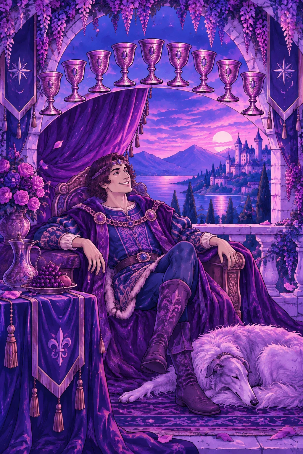 Nine of Cups — original Sonam Zangmo Tarot illustration