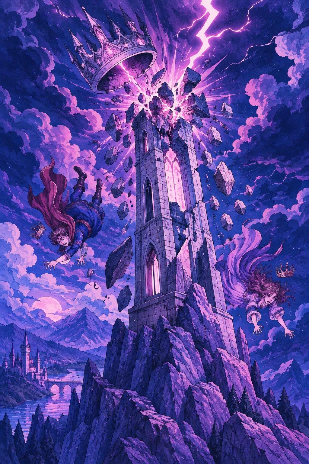 The Tower — original Sonam Zangmo Tarot illustration