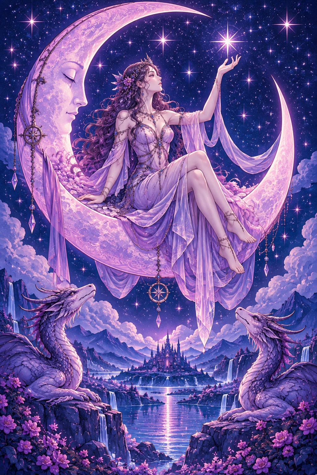 The Moon — original Sonam Zangmo Tarot illustration