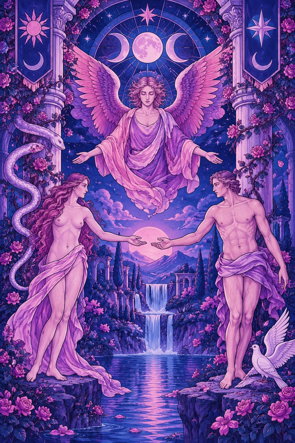 The Lovers — original Sonam Zangmo Tarot illustration