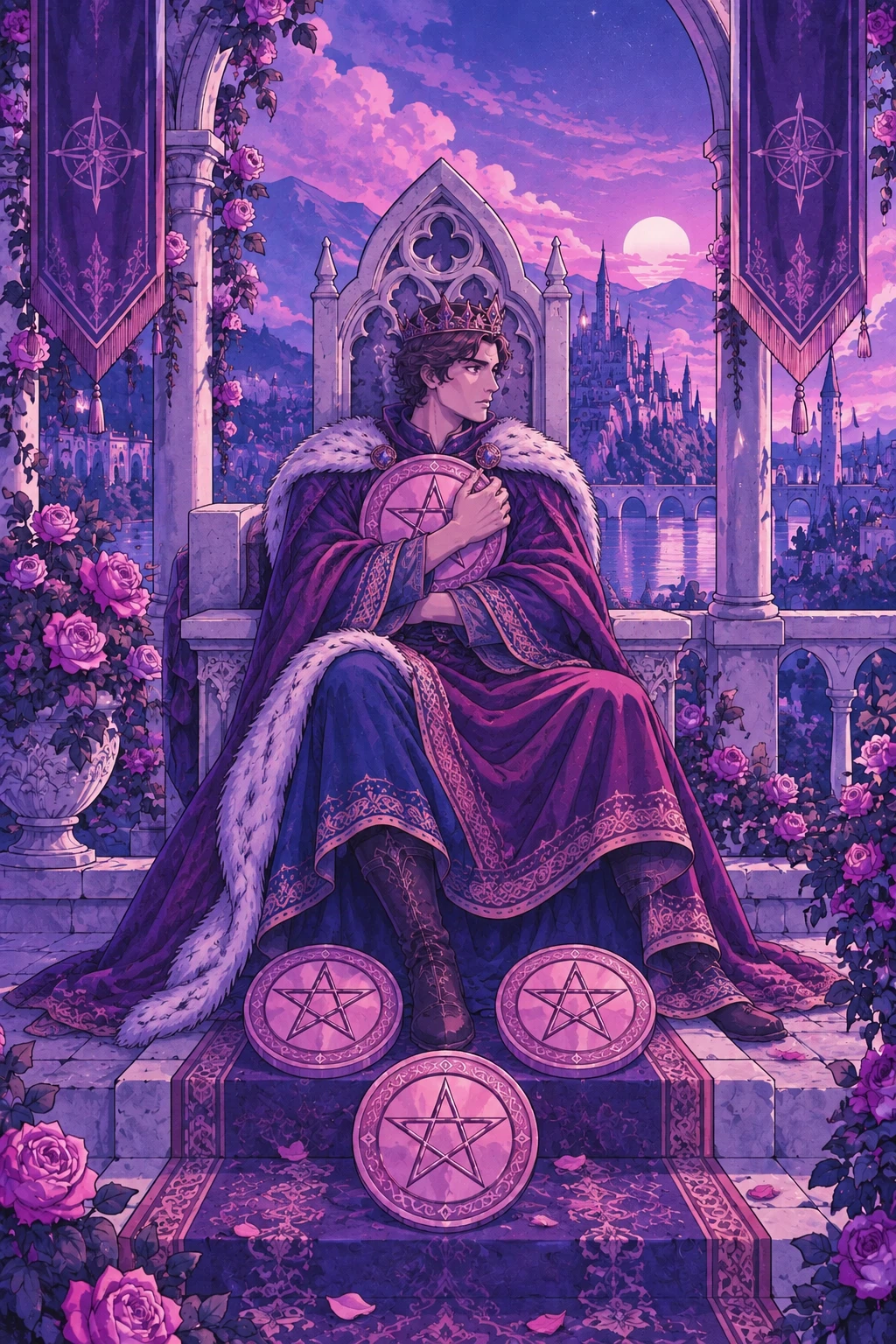 Four of Pentacles — original Sonam Zangmo Tarot illustration