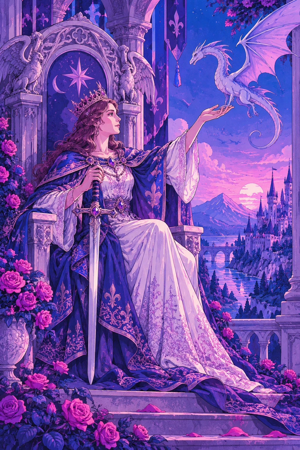Queen of Swords — original Sonam Zangmo Tarot illustration