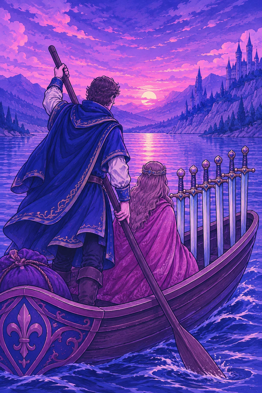 Six of Swords — original Sonam Zangmo Tarot illustration