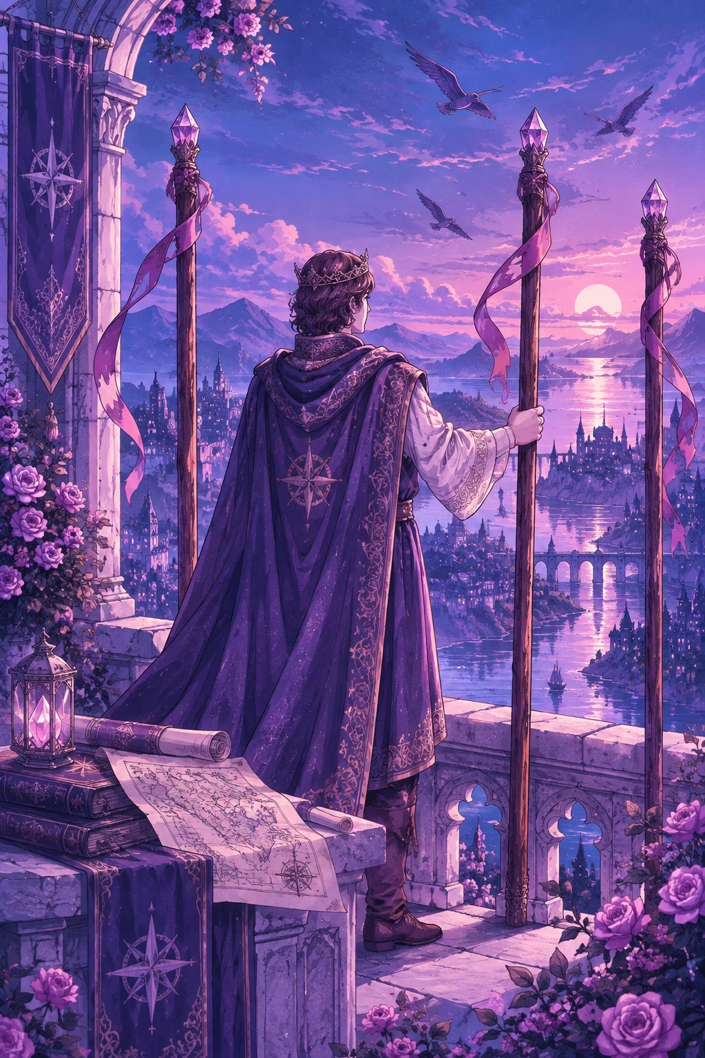 Three of Wands — original Sonam Zangmo Tarot illustration