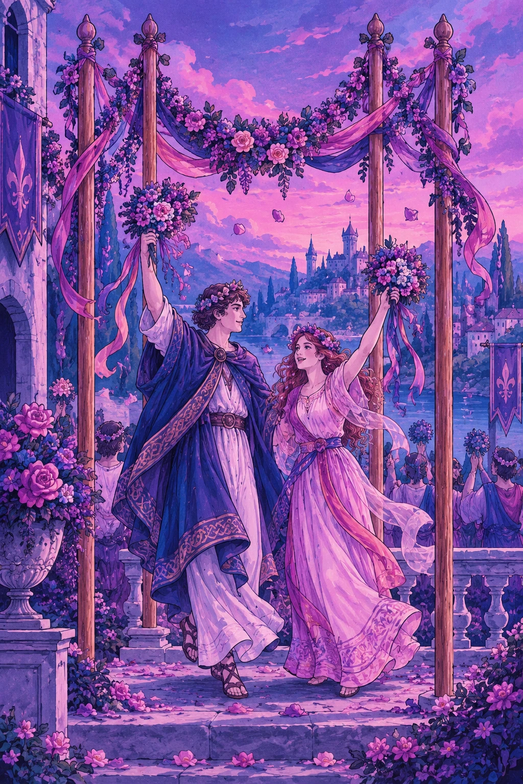 Four of Wands — original Sonam Zangmo Tarot illustration