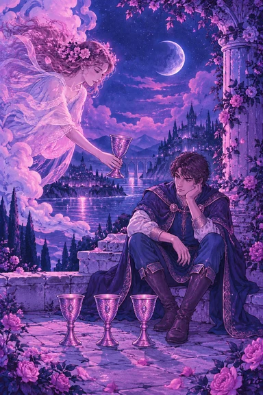 Four of Cups — Sonam Zangmo Tarot illustration