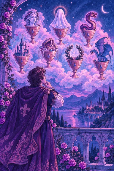 Seven of Cups — Sonam Zangmo Tarot illustration