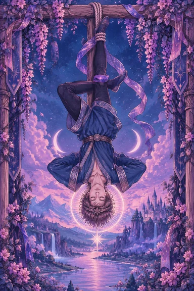 The Hanged Man — Sonam Zangmo Tarot illustration