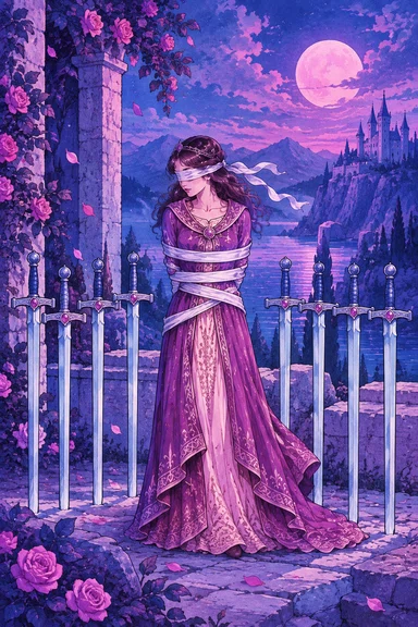 Eight of Swords — Sonam Zangmo Tarot illustration