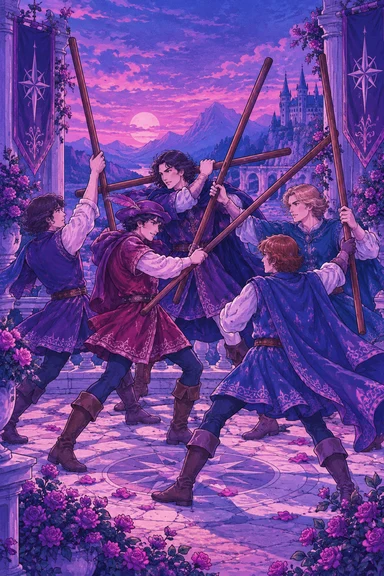 Five of Wands — Sonam Zangmo Tarot illustration