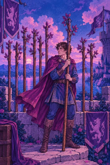 Nine of Wands — Sonam Zangmo Tarot illustration