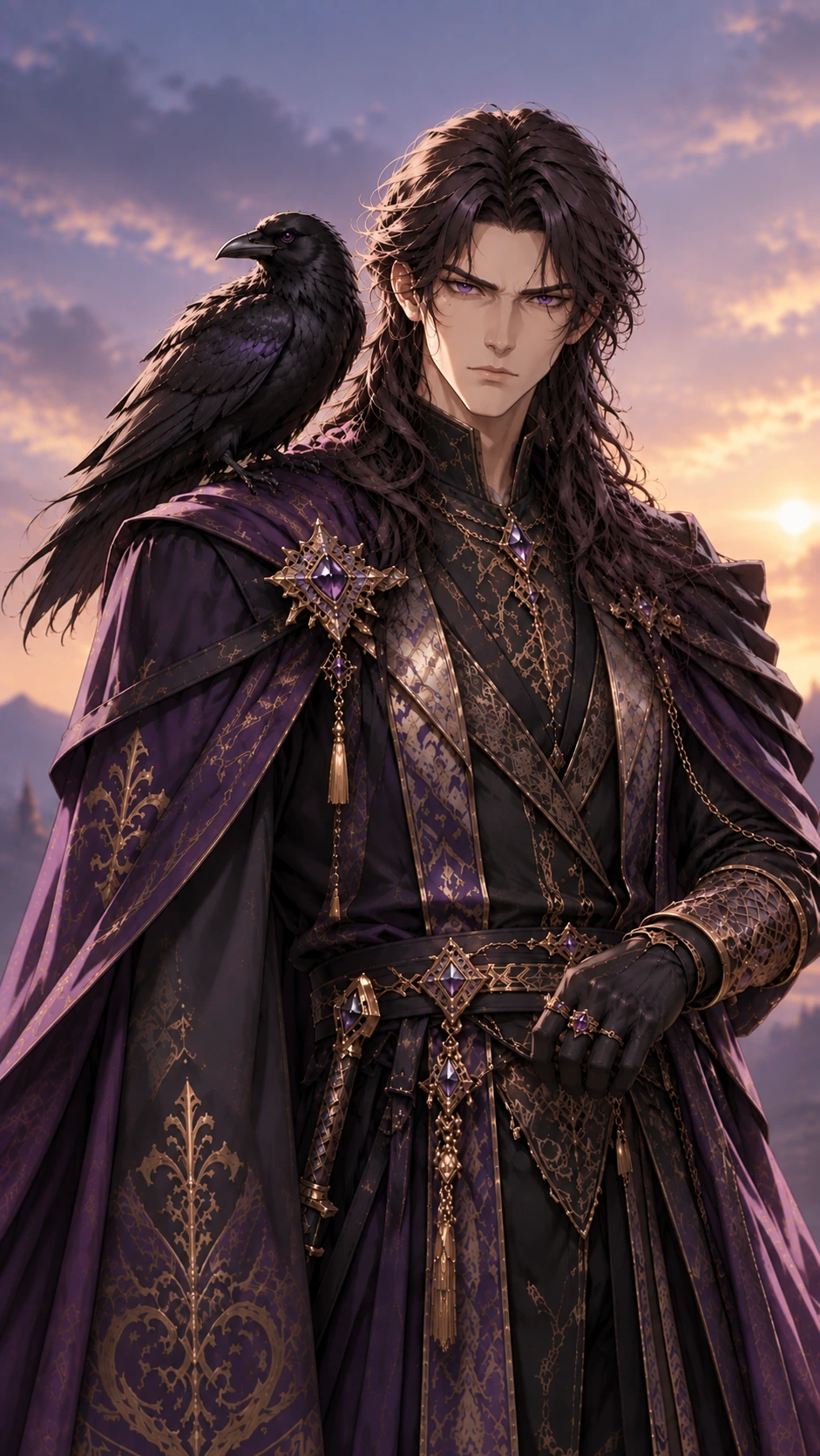 Portrait of Syveris with a raven